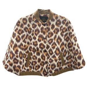 Sesana Leopard Print Cape Jacket Coat Made in Spain Size Medium Artisan Eurocore